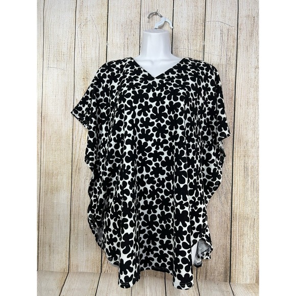 Marimekko for Target Black White Swim Cover Up Poncho L/XL Terry Cloth Resort - Picture 2 of 6